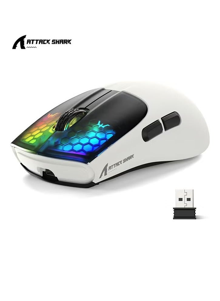 ATTACK SHARK X5 Wireless Gaming Mouse with Tri-Modes BT 5.1/2.4Ghz/USB-C,Lightweight 49g,PAW3212 Optical Sensor,Rechargeable Battery,RGB LED Computer Mouse for PC/Tablet/Desktop/Office/Games - Image 1