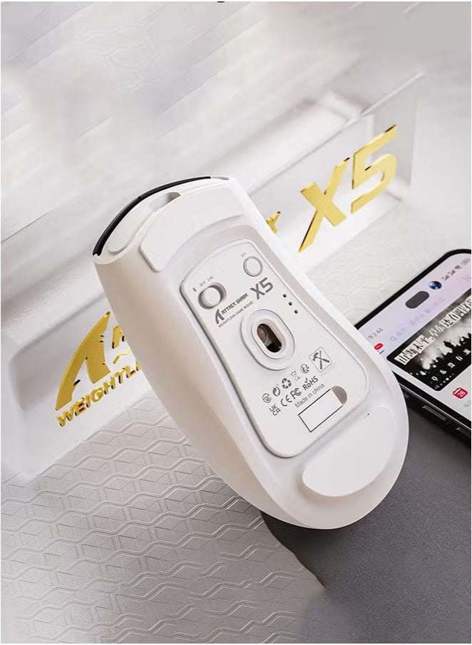 ATTACK SHARK X5 Wireless Gaming Mouse with Tri-Modes BT 5.1/2.4Ghz/USB-C,Lightweight 49g,PAW3212 Optical Sensor,Rechargeable Battery,RGB LED Computer Mouse for PC/Tablet/Desktop/Office/Games - Image 3