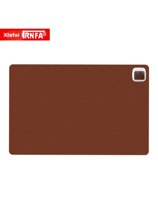 Trnfa Office Hand Warmer Desktop Heating Pad Mouse Heating Warm Desk Mat 600*360mm Brown Computer Electric Heating Pad - Image 1