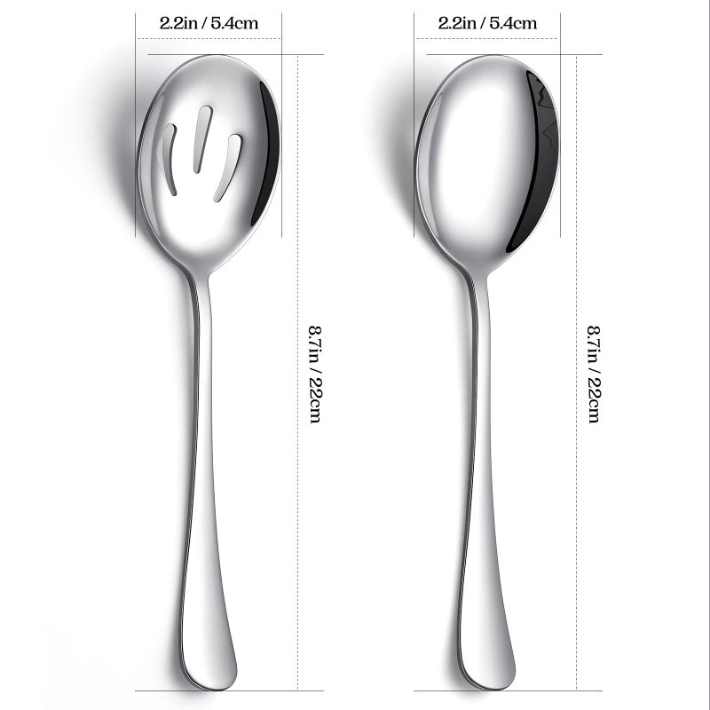 AYFDISHS 4-Piece Serving Spoon Set - Includes 2 Serving Spoons and 2 Slotted Spoons, Large Cutlery for Catering Buffet, Mirror Polished, Dishwasher Safe, 8.7 Inches - Image 3