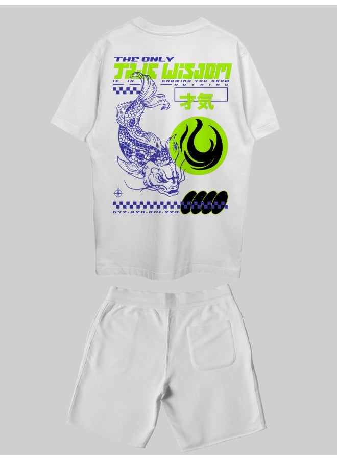 THREADCURRY THREADCURRY Knowledge is Power Printed Co-ord Set for Men - Half Sleeve Oversized T-Shirt and Shorts  - Image 2