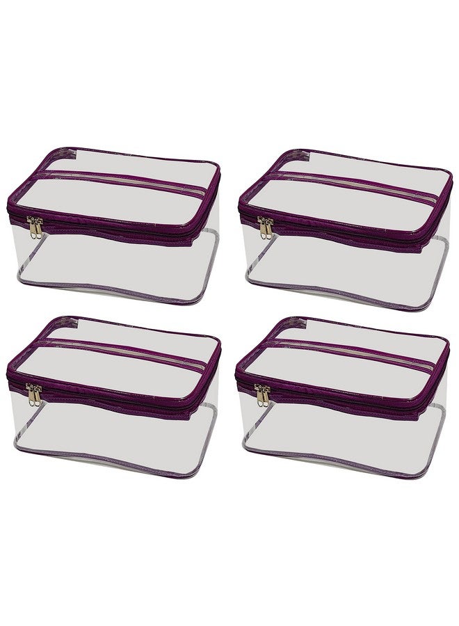 LUCES® Makeup Storage Zipper Pouch Cosmetic Utility Toiletry Wardrobe Organizer Jewellery Pouch Box Travel Vanity Artist Storage Bag for Woman Pack of 4 - Image 1