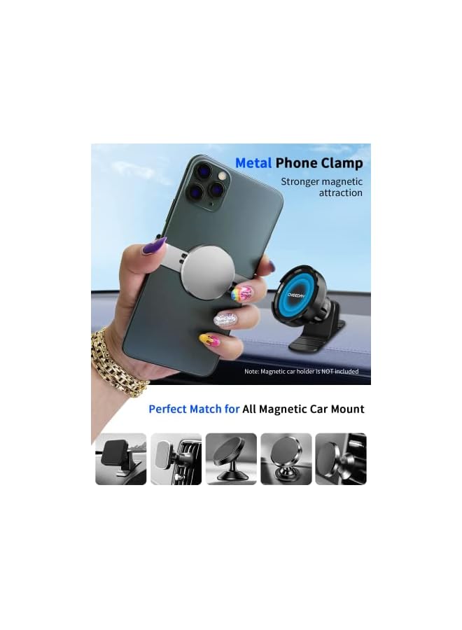 Green Tiger Metal Phone Clamp for Magnetic Car Mount, Durable Phone Clip for All Magnet Phone Holder Stand Compatible with Samsung iPhone 12 13 14 Pro Max and More (Sliver) - Image 2