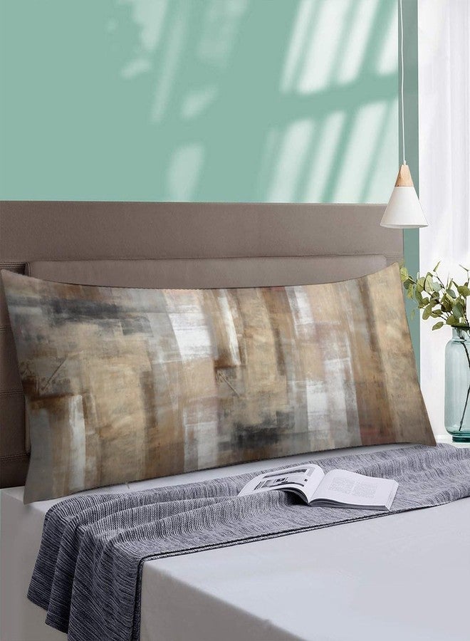 AELMARNEE Brown Abstract Art Painting Body Pillow Cover White Grey Beige Long Pillow Case with Zipper Decorative Bedding Pillowcase Modern Pillows Covers Soft Cushion Pillows Case for Bedroom,Couch,20"x54" - Image 2