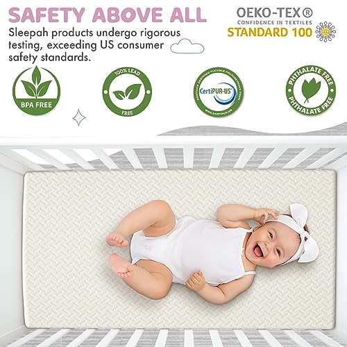 Sleepah 2” Crib Mattress Topper Memory Foam - Waterproof Breathable Soft Washable Cover 52” x28” x 2” Fits Standard Size Cribs & Toddler Beds by Sleepah - Image 5