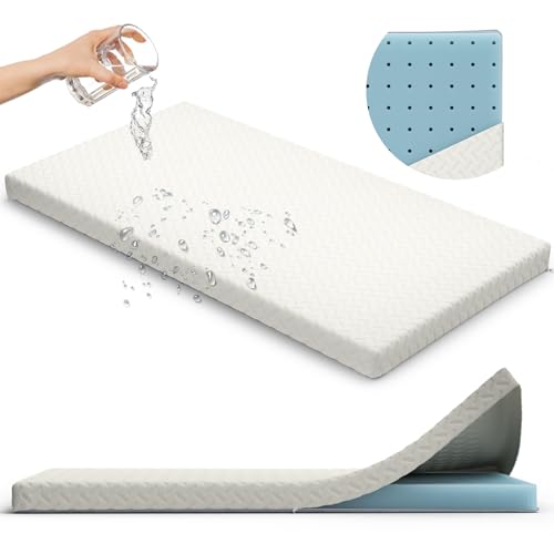 Sleepah 2” Crib Mattress Topper Memory Foam - Waterproof Breathable Soft Washable Cover 52” x28” x 2” Fits Standard Size Cribs & Toddler Beds by Sleepah - Image 1