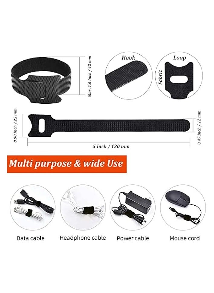 PYLCO SMART Reusable Cable Ties120pcs Fastening Strap Adhesive 5-inch Adjustable Hooks and Loops Wire Organizer Fasteners Tie - Image 2