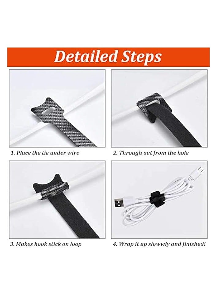 PYLCO SMART Reusable Cable Ties120pcs Fastening Strap Adhesive 5-inch Adjustable Hooks and Loops Wire Organizer Fasteners Tie - Image 3