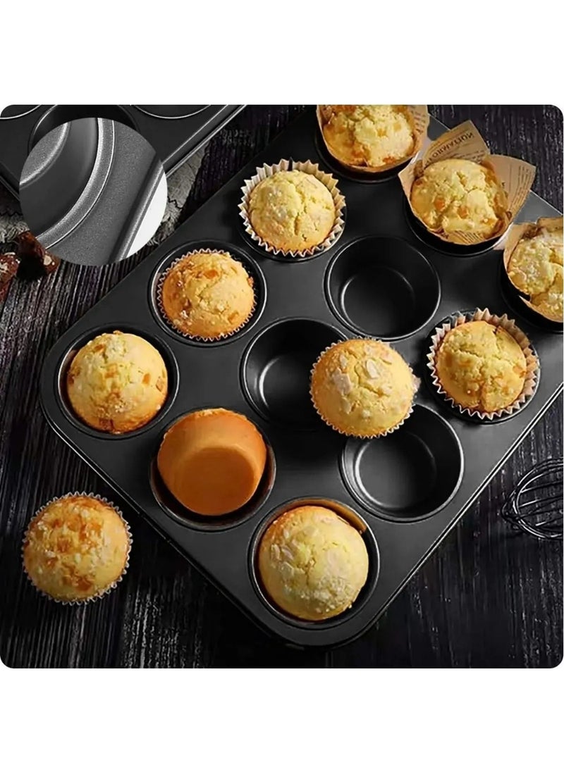 Tamu 12 Li Muffin Cake Mold Tray Teflon Fireproof Non-Stick Oven Mini Cake Baking Mold 1 Piece  - Image 3