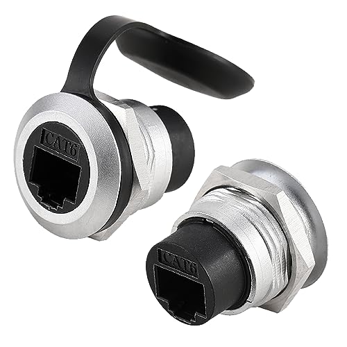 PENGLIN 2PCS RJ45 CAT6 Panel Mount Connector, CAT6 Ethernet LAN Pass Through Coupler, Female to Female Network Bulkhead Socket - Image 1