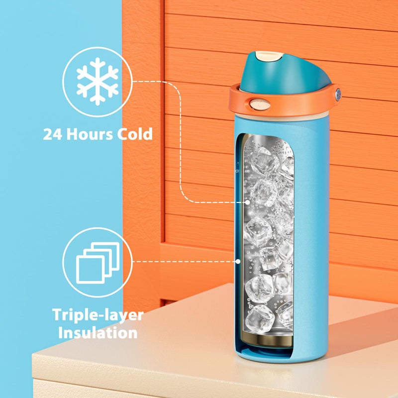 Meoky 24 Oz Insulated Water Bottle For Men: Meoky Stainless Steel Water Bottle With Straw And Spout Lid - Leak Proof  Cold For 24 Hours  Fits In Car Cup Holder  Bpa-Free For Sports Travel  Summer Sweetness - Image 4