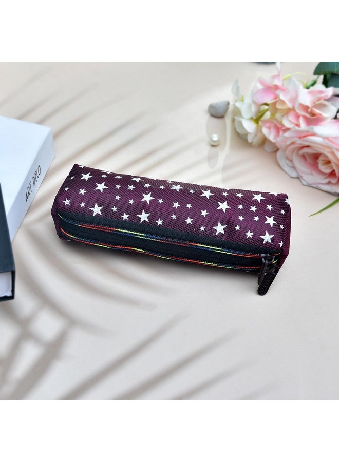Kuber Industries Kuber Industries Pencil Pouch | Rexine Stationary Pouch | 2 Zipper Pencil Utility Pouch | Pen-Pencil Box for Kids | Star Pencil Pouch | Pack of 2 | Multi, Assorted  - Image 2
