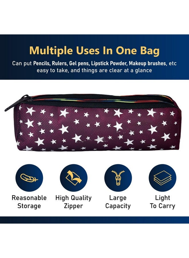 Kuber Industries Kuber Industries Pencil Pouch | Rexine Stationary Pouch | 2 Zipper Pencil Utility Pouch | Pen-Pencil Box for Kids | Star Pencil Pouch | Pack of 2 | Multi, Assorted  - Image 4