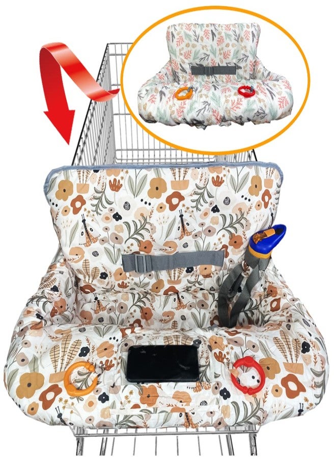 JOWEY Shopping Cart Cover for Baby Grocery Cart Cover for Baby boy and Baby Girl, High Chair Cover for Baby and Toddler, Baby Registry Gift - Waterproof - Extra Large - Cotton - Double Sided (Orange) - Image 1