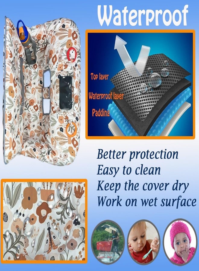 JOWEY Shopping Cart Cover for Baby Grocery Cart Cover for Baby boy and Baby Girl, High Chair Cover for Baby and Toddler, Baby Registry Gift - Waterproof - Extra Large - Cotton - Double Sided (Orange) - Image 5