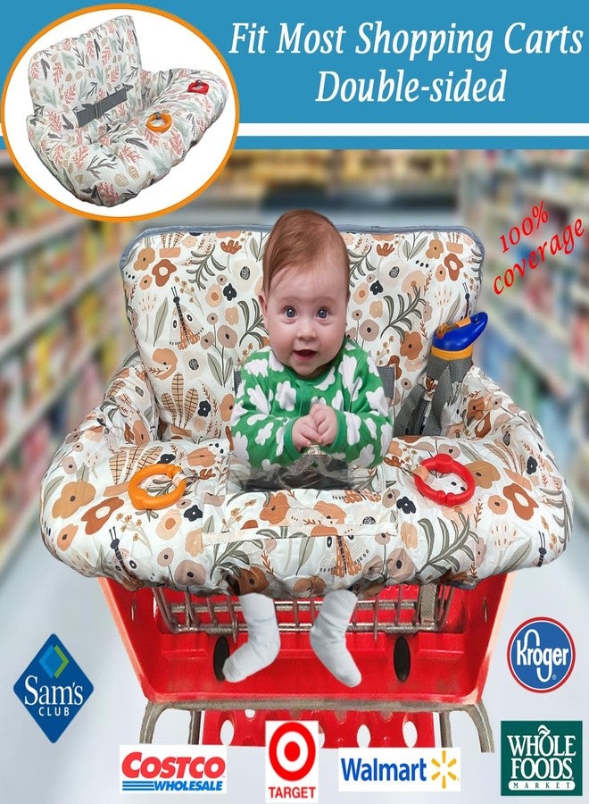 JOWEY Shopping Cart Cover for Baby Grocery Cart Cover for Baby boy and Baby Girl, High Chair Cover for Baby and Toddler, Baby Registry Gift - Waterproof - Extra Large - Cotton - Double Sided (Orange) - Image 4