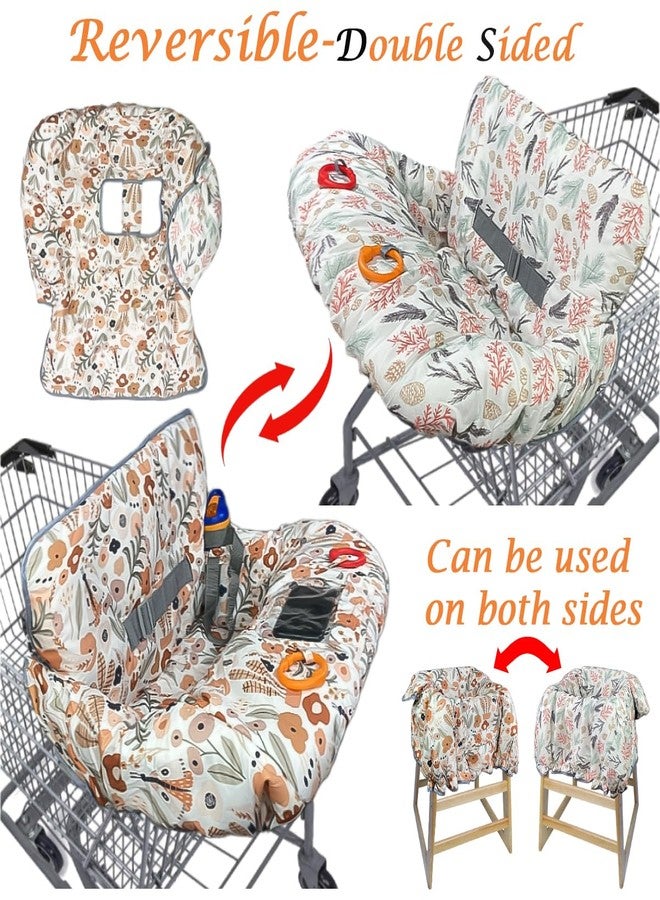 JOWEY Shopping Cart Cover for Baby Grocery Cart Cover for Baby boy and Baby Girl, High Chair Cover for Baby and Toddler, Baby Registry Gift - Waterproof - Extra Large - Cotton - Double Sided (Orange) - Image 2
