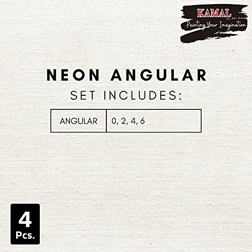 KAMAL Neon Series Set of 4 Angular Brushes in Synthetic Bristle for Water, Poster Colour, Acrylic and Oil Painting for Professionals. Available with Free Utility Pouch - Image 5