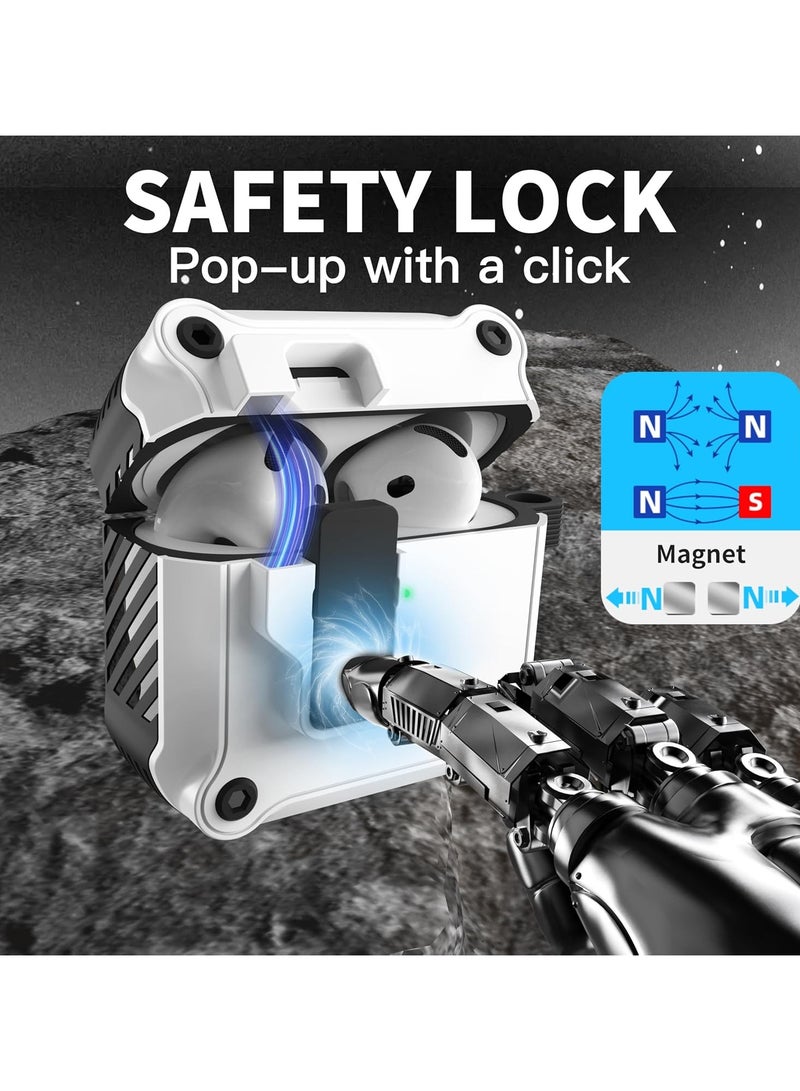 Airpods 4 Case Cover for Women Men with Cleaning Kit, Automatic Security Locking Case for Airpods 4th Generation 2024 Front LED Visible White - Image 2