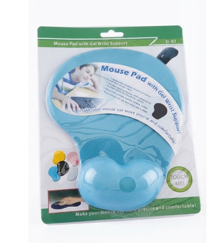 Mouse Pad with Gel Wrist Support - Light Blue - Image 2