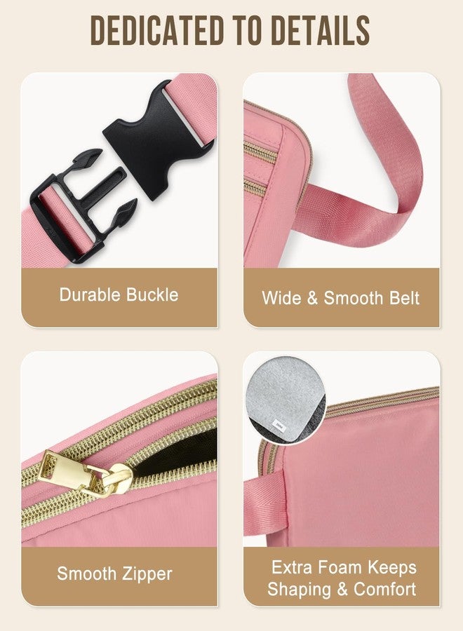 Capolo Fanny Packs for Women Fashion Waist Packs Bag with Adjustable Strap and 4 Zipper Pockets Waterproof Everywhere Crossbody Belt Bag for Workout Running Travelling(Pink) - Image 5