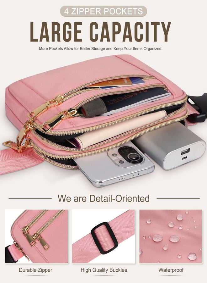 Capolo Fanny Packs for Women Fashion Waist Packs Bag with Adjustable Strap and 4 Zipper Pockets Waterproof Everywhere Crossbody Belt Bag for Workout Running Travelling(Pink) - Image 4