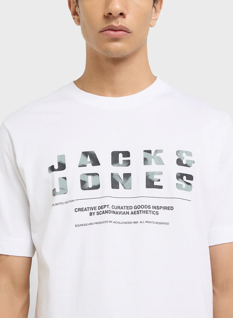 JACK & JONES JCORECHARGE FRONT BRANDING TEE CREW NECK