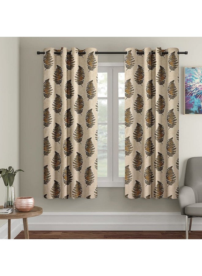 Cortina Cortina 2 Piece Leaf Design Panel Eyelet Polyester Long Door Curtain - 9-Feet, Brown - Image 1