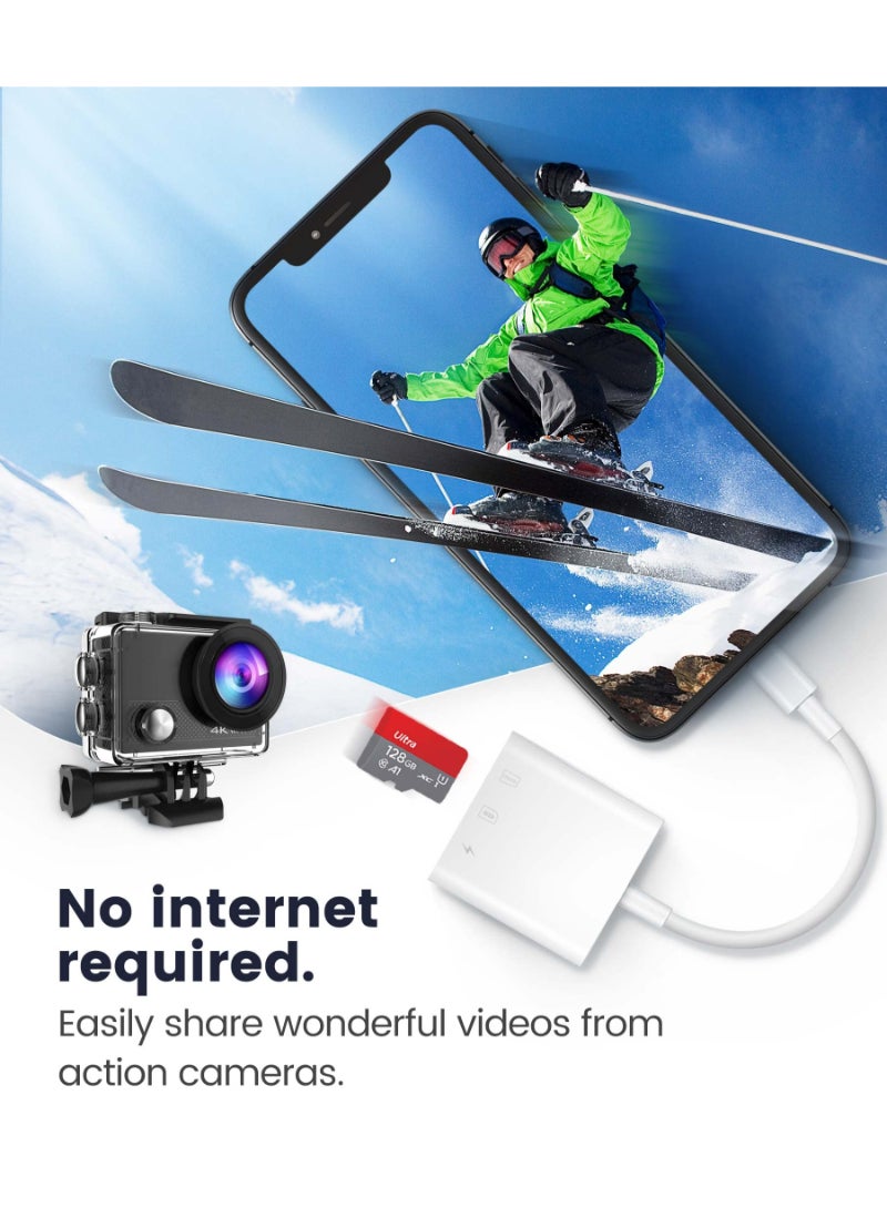 AROAQ SD Card Reader, Memory Card Reader Adapter, Multifunctional Trail Camera Viewer Viewer For Iphone Ipad Trail Game Camera, With SD And MicroSD Card Slots Plug And Play - Image 4