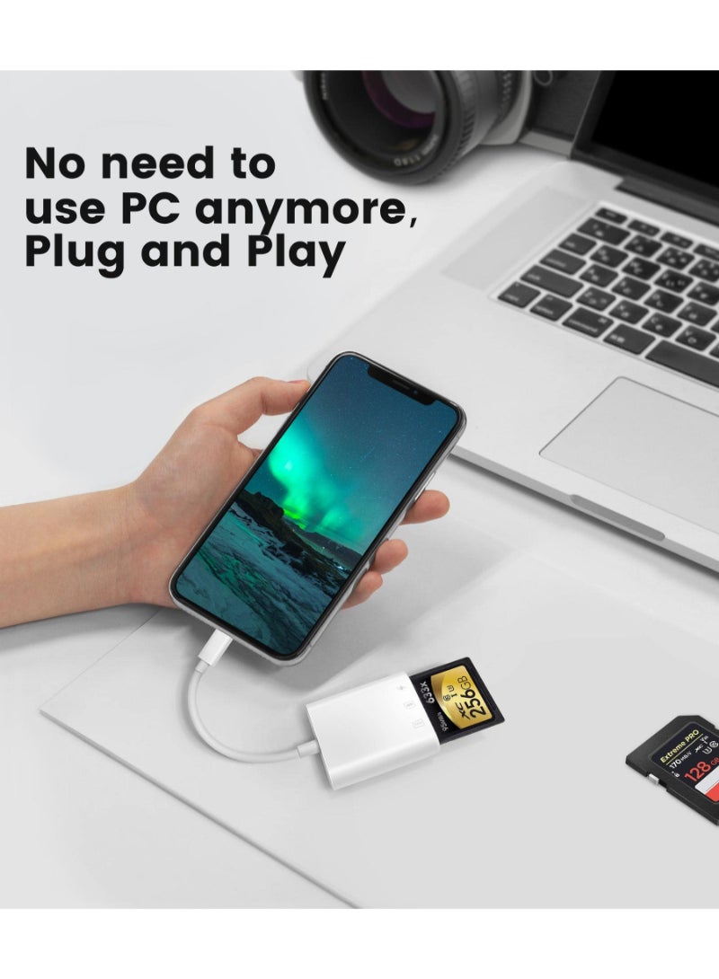 AROAQ SD Card Reader, Memory Card Reader Adapter, Multifunctional Trail Camera Viewer Viewer For Iphone Ipad Trail Game Camera, With SD And MicroSD Card Slots Plug And Play - Image 3