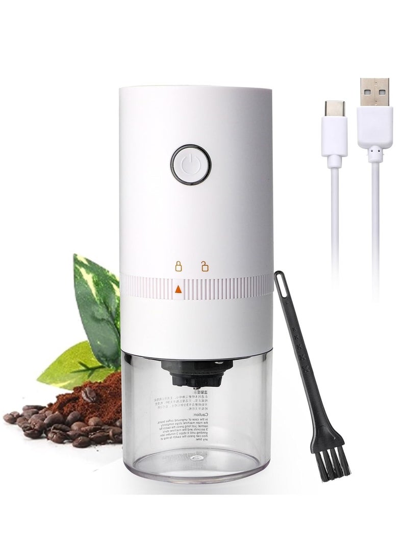 KASTWAVE Portable Electric Burr Coffee Grinder, 4 Cups Small Automatic Conical Burr Grinder Coffee Bean Grinder with Muli Grind Setting, USB Rechargeable, Cleaning Brush Included, White  - Image 1