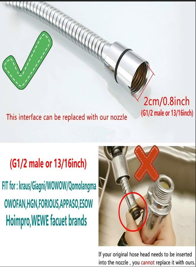 Koreyoshi PULL down kitchen faucet sprayer head replacement,| G1/2 male or 13/16inch,| 2-Functions pull out kitchen sink faucet head replacement parts Compatible with RV/Giagni facuet Brushed Nickel - Image 3