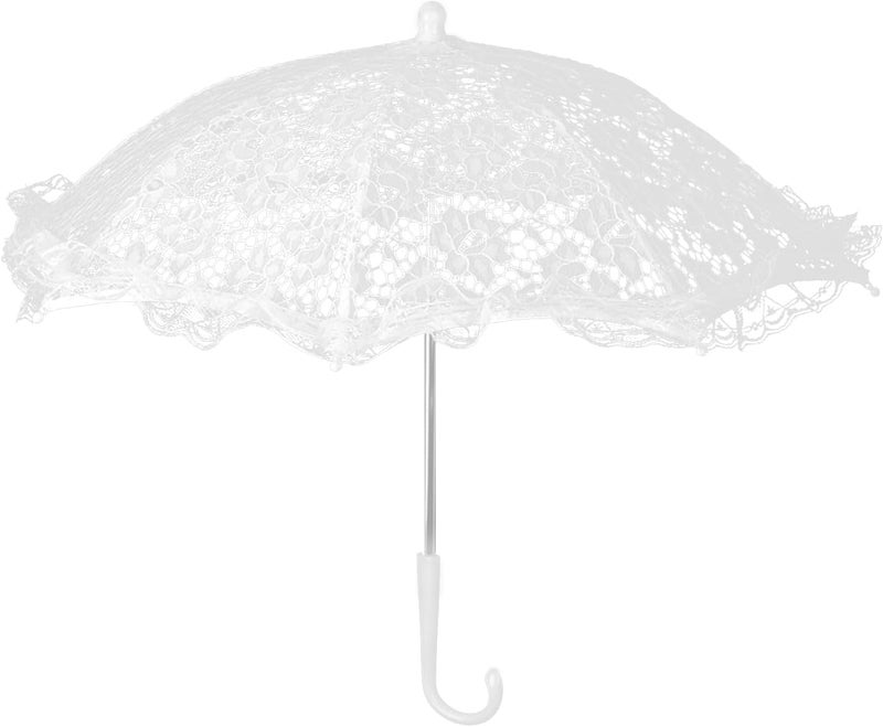 Lace Umbrella Handmade Lace Parasol, Elegant Wedding Umbrella, with Stainless Steel Frame & J Handle, for Children Performance Party Decor Photo Props Gift - Image 2