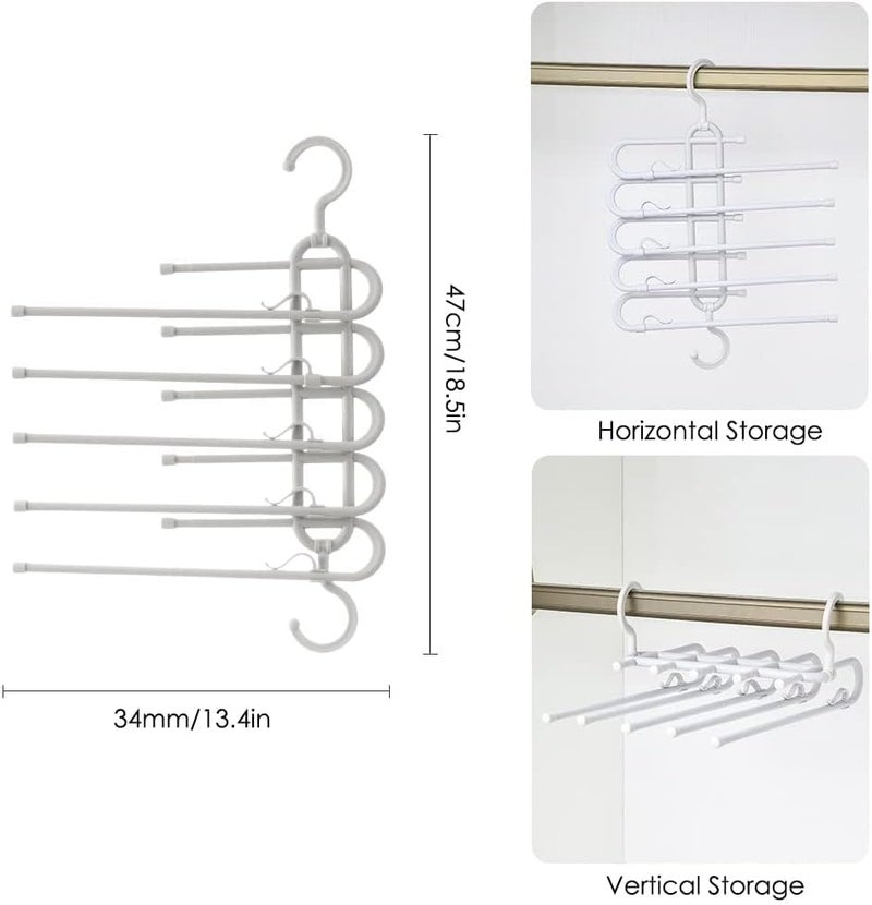 KASTWAVE Space Saving Trouser Hangers - 2 Pcs Multifunctional Pants Hanging Organizer Rack - Image 5