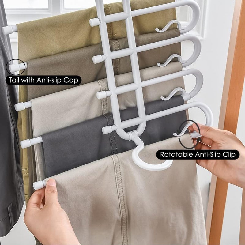 KASTWAVE Space Saving Trouser Hangers - 2 Pcs Multifunctional Pants Hanging Organizer Rack - Image 3
