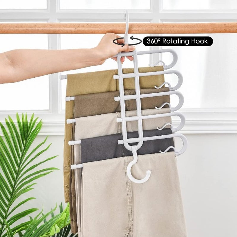 KASTWAVE Space Saving Trouser Hangers - 2 Pcs Multifunctional Pants Hanging Organizer Rack - Image 4