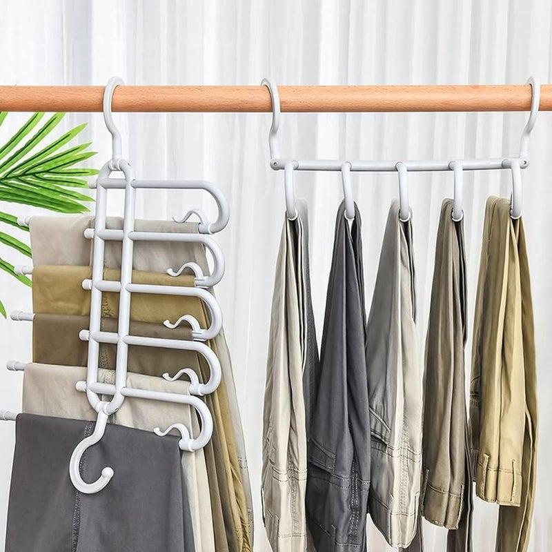 KASTWAVE Space Saving Trouser Hangers - 2 Pcs Multifunctional Pants Hanging Organizer Rack - Image 1