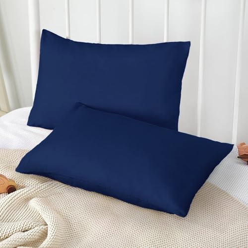 TILLYOU Toddler Pillowcase 2 Pack with Envelope Closure,13" x 18" Silky Soft Microfiber Travel Kids Pillowcase for Boys and Girls,Navy - Image 5