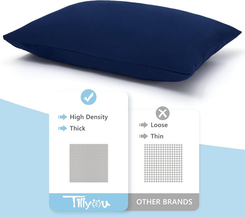 TILLYOU Toddler Pillowcase 2 Pack with Envelope Closure,13" x 18" Silky Soft Microfiber Travel Kids Pillowcase for Boys and Girls,Navy - Image 4