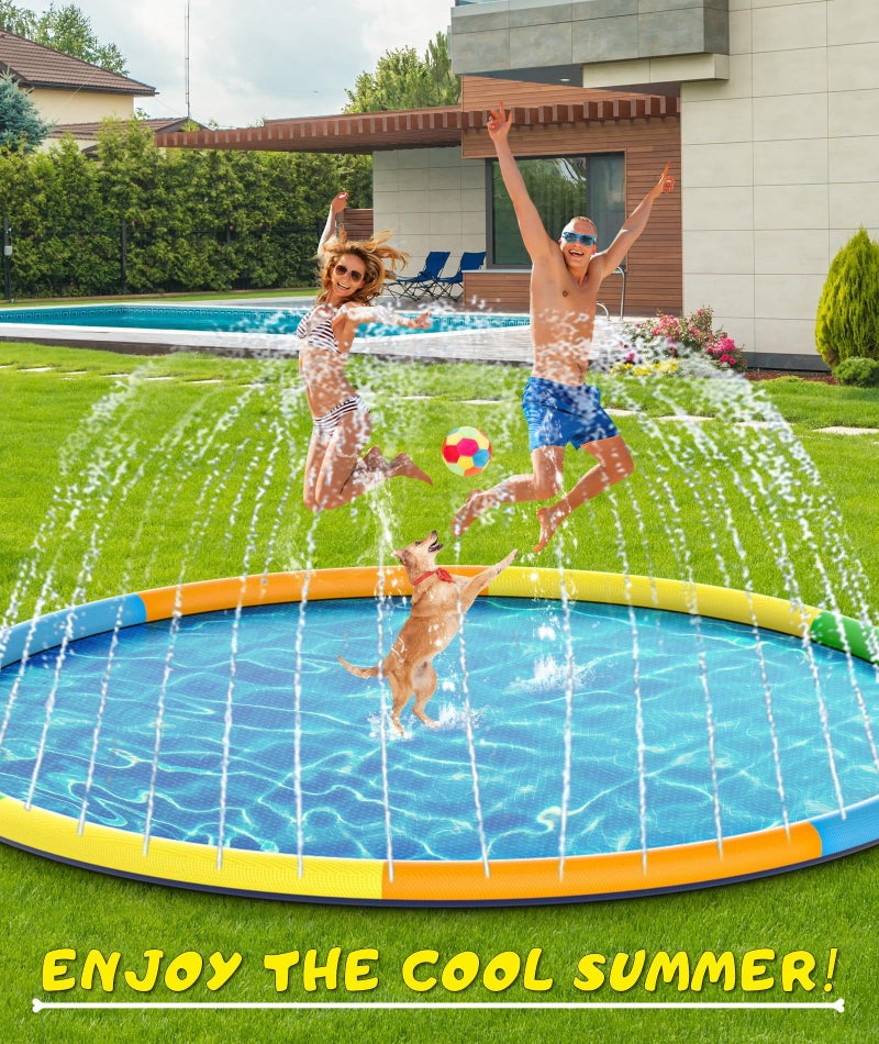 EPN Splash Pad, 13FT Size Extra Large Sprinkler Play Mat for Dogs & Kids, Thicker Pool Summer Outdoor Water Toys Fountain Pad for 3+ Children & Pets - Image 4