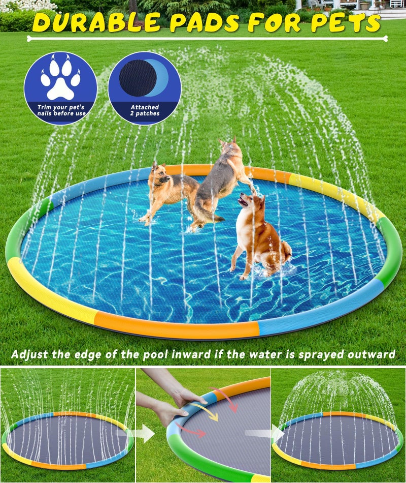 EPN Splash Pad, 13FT Size Extra Large Sprinkler Play Mat for Dogs & Kids, Thicker Pool Summer Outdoor Water Toys Fountain Pad for 3+ Children & Pets - Image 5