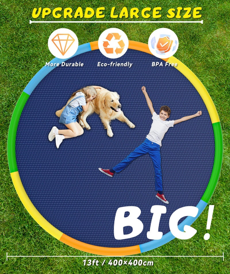 EPN Splash Pad, 13FT Size Extra Large Sprinkler Play Mat for Dogs & Kids, Thicker Pool Summer Outdoor Water Toys Fountain Pad for 3+ Children & Pets - Image 2