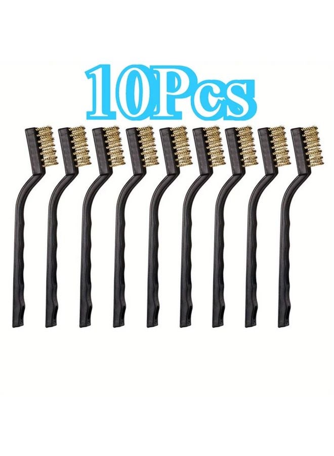 10pcs Heavy Duty Brass Wire Brushes Curved Handle For Rust Removal - Image 2