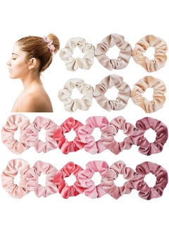 18 Pcs Blush Theme Hair Scrunchies Velvet Elastic Hair Bands Pink Love Scrunchy Hair Ties Hair Bobbles for Women and Girls