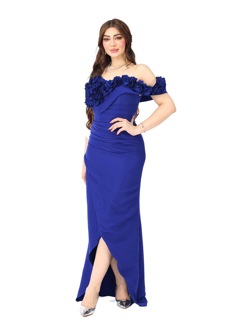 MODERN DESIGNER An elegant evening dress for occasions featuring elegant roses on the chest and shoulder with a unique design from the modern designer brand combining elegance and sophistication for an exceptional look at parties  - Image 2