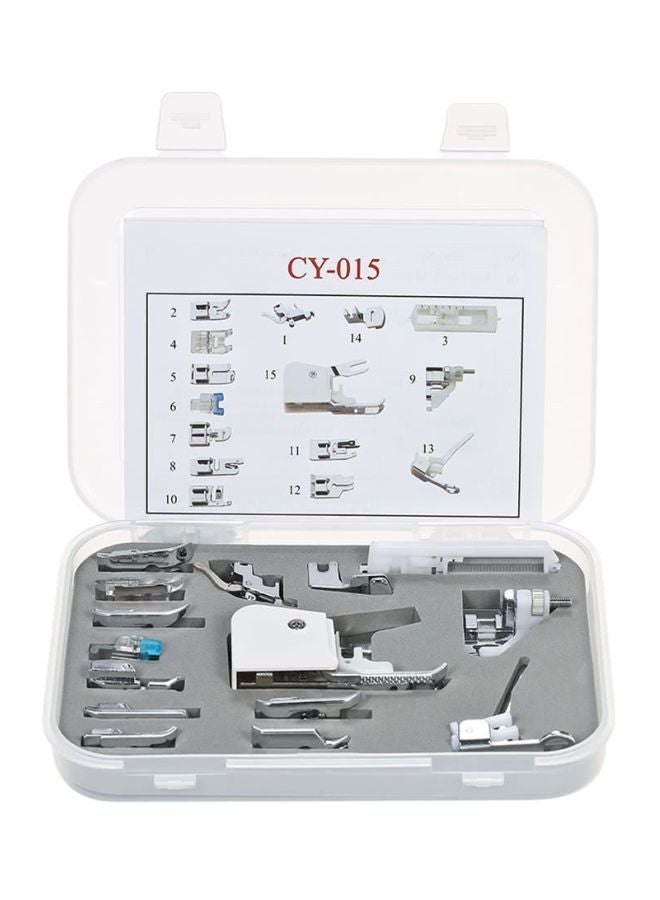 NIBEMINENT 15-Piece Sewing Machine Presser Kit For Low Shank White/Silver 18centimeter - Image 1