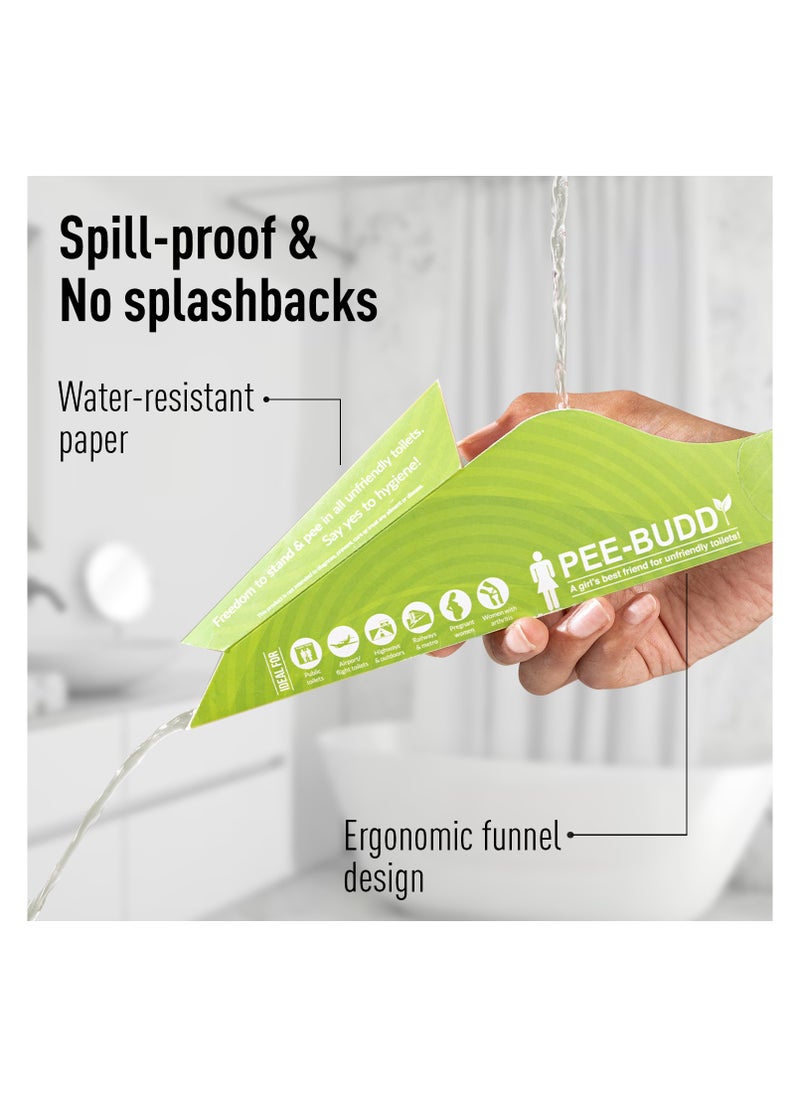 Sirona - PEE BUDDY 10 Funnels Disposable Female Urination Device for Women | Portable, Leak-proof Stand and Pee Funnels for Women, Girls| Public Toilets, Travel, Camping, Hiking and Outdoor Activities - Image 1