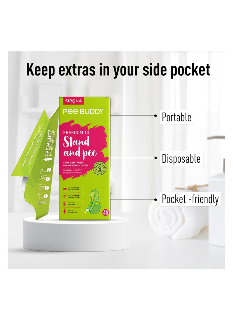 Sirona - PEE BUDDY 10 Funnels Disposable Female Urination Device for Women | Portable, Leak-proof Stand and Pee Funnels for Women, Girls| Public Toilets, Travel, Camping, Hiking and Outdoor Activities - Image 1