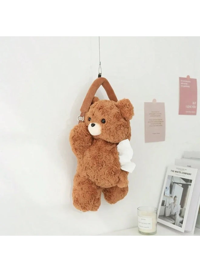 Cute Teddy Bear Tissue Holder for Car – Single Piece with Hanging Loop for Easy Mounting on Car Seat Backs, Bedroom, Office, Bathroom, or Kids’ Room Décor - Image 1