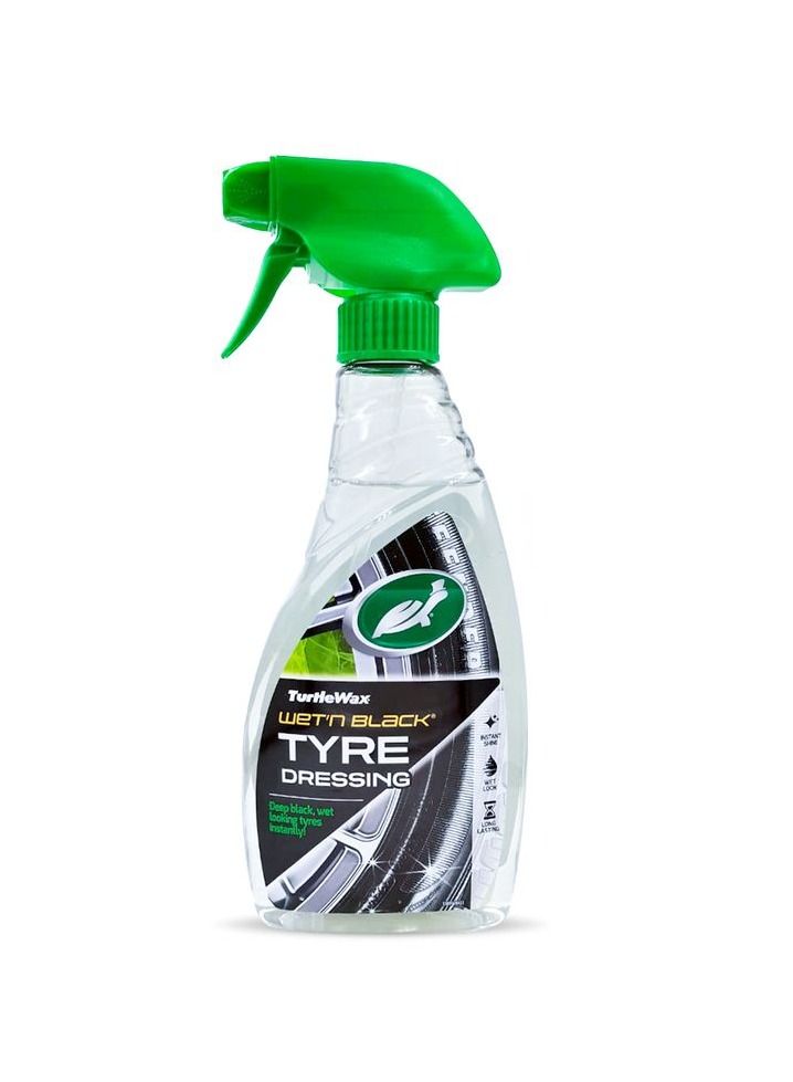 Turtle Wax Wet'n Black Tyre Dressing - Instant Long-Lasting Tyre Shine, 500ml, Deep Black Finish, Spray-On, No Over Spray Formula, Easy to Use, Fast Application for Cars and Motorcycles - Image 1